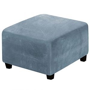Meigeh Housse de Pouf carré Housse de Protection pour Repose Pied Housse Repose Pied Housse de Pouf Housse ottomane en Velours Extensibles Gris Bleu (CHNSHOME-FR, neuf)