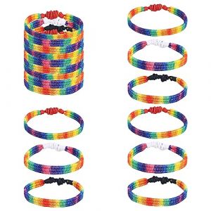 RUCUDIM Bracelets Ajustables de la Fierté, Bracelet Arc-en-ciel LGBT, Gays Lesbienne Bracelets de Fierté pour les Parades des Fiertés d'amour décoration adulte 9PCS (fuzhouxiandingkejiyouxiangongsi, neuf)