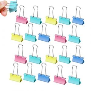 CALLYSONIC Lot de 20 pinces pliantes color&eacute;es de 32 mm, pinces pliantes, pinces &agrave; reliure en m&eacute;tal, pinces polyvalentes pour papeterie, papier, bureau, &eacute;cole, maison (HSYTEK-Direct, neuf)
