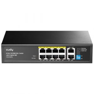 Cudy FS1010PG Commutateur PoE + 8 Ports avec 2 Ports Gigabit Uplink 120W, 8*10/100Mbit/s PoE+ @ 120W, Mode Extend/VLAN, 802.3af / at Standard, sans Ventilateur, Watchdog Plug & Play (x-kom, neuf)