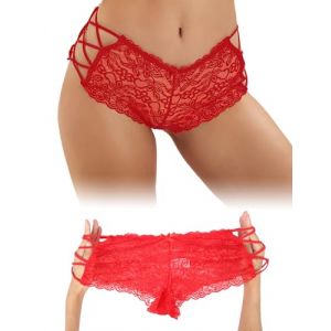 ohyeahlady String Femme Sexy Chic Hot Ficelle Tanga Dentelle Transparente String sans Couture Invisible Coton Culotte Erotique Hot Dentelle Tenue Hot Boxer Shorties sous Vetements Feminins(XL,Rouge) (ohyeahlady, neuf)