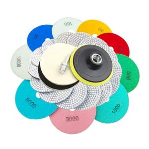 11 Pcs Disque De Polissage Diamant 125mm, Plateau De Pon&ccedil;Age Avec M14, Tampons De Polissage Pour B&eacute;Ton, Granit Et Marbre Avec Pads De 50# &agrave; 10000#, Adapt&eacute;S &agrave; Une Machine &agrave; Polir (Zhengjiayu, neuf)