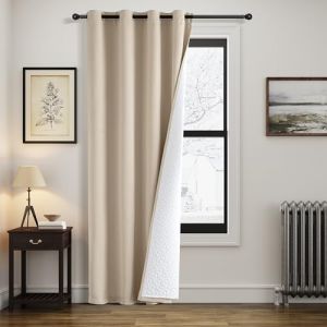 MIULEE Rideau Thermique Isolant Anti Froid et Chaleur avec Doublure, Beige Rideau de Porte Isolant Thermique Lot de 1 (L 100 x H 200 CM), Double Rideaux Occultant et Thermique Epais (MIULEE HOME, neuf)