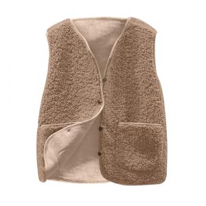 SYDUZAX Gilet Sans Manches Femme Doux Veste Automne Hiver Polaire Femme Chic et &Eacute;l&eacute;gant Blouson Matelass&eacute;e avec Boutons Femme Couleur Unie Manteau Femme Chaud Grande Taille avec Poches Confortables (Vnvf-Hnek, neuf)
