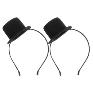 TOYANDONA Lot de 2 Mini Serrage-T&ecirc;tes Chapeau Haut-de-Forme Noir Taille Unique Accessoire de F&ecirc;te Vintage pour D&eacute;guisement Victorien Soir&eacute;e &agrave; Th&egrave;me Anniversaire et Carnaval (Y HEART, neuf)