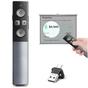 Coque Métallique Numérique Telecommande Ordinateur Powerpoint avec mise en évidence Loupe Souris Minuterie,USB/Type-C 2 en 1 rechargeable Zapette Powerpoint Pointeur Slide pour écran TV LCD LED (VOVIGGOL EU, neuf)