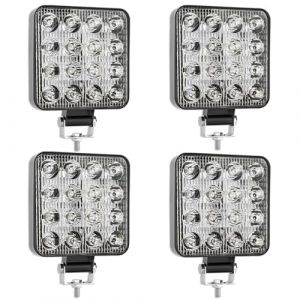 Phare led 12V 4 pieces 4.21" 10.5 cm aluminium abs IP67 48W 16 led 6500K phare de travail led tracteur led 4x4 longue portée led rampe led voiture feux led 12v phare a led (JP Web Sales, neuf)