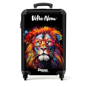 NoBoringSuitcases.com Valise Cabine, Valises, Bagages Cabine, Valise Pas Cher, Valise 55x35x25cm, Petite Valise, Valise Voyage, Valise Rigide, Valise Personnalisable 55x35x25cm (Lion - Orange) (NoBoringSuitcases, neuf)