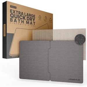 Minismus Tapis de Bain en diatomite 80 x 50 cm, Tapis de Bain Pierre absorbante et antid&eacute;rapant, Taille XL Tapis de Douche s&eacute;chage Rapide Sortie de Douche (Gris Fonc&eacute;) (Kranis B.V., neuf)