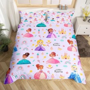 Homewish Housse de Couette 220x240 Enfant Princesse Mignonne, Parure de Lit Ado Fille Ch&acirc;teau Magique Violet, Sets de Housses de Couettes Princesse Kawaii, Couvre Lit Arc-en-Ciel de Dessin Anim&eacute; (Suzhou yiyanyun e-commerce Co., Ltd, neuf)