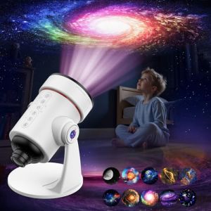 Projecteur Galaxy avec lentille transparente 4K am&eacute;lior&eacute;e, 10 diapositives r&eacute;alistes de plan&eacute;tarium, 15 projecteurs de lumi&egrave;re blanche pour chambre &agrave; coucher, rotation &agrave; 360&deg;, fonction minuterie 1/2h (Baojun Mall, neuf)