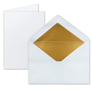 FarbenFroh by Gustav Neuser Lot de 10 cartes pliantes DIN A5 avec enveloppes DIN C5 avec doublure m&eacute;tallique dor&eacute;e 14,8 x 21 cm (GUSTAV NEUSER GmbH, neuf)