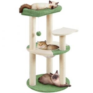 Yaheetech Arbre à Chat Design Océan Tour pour Chat Chaton avec Perchoir Poisson Niche Griffoirs Poteaux en Sisal Panier Ronde Transparent Balle Suspendue Hauteur de 90cm Vert/Beige (Yahee365, neuf)