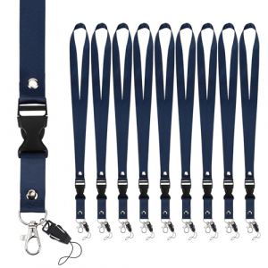 Segus Cordon Tour de Cou, 10 Pi&egrave;ces Tour de Cou Porte Badge avec Boucle D&eacute;tachable, pour Infirmi&egrave;res, Employ&eacute;s, &Eacute;tudiants (Bleu Fonc&eacute;) (Segus, neuf)