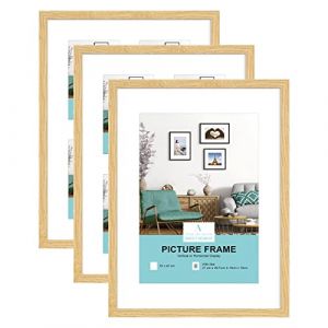 3 cadres photo en bois, clairs, avec passe-partout, pour impression A4 ou 10,16 - 10,16 x 15,24 cm, cadre pour diplôme et poster, avec plexiglas, pour affichage mural, 30 x 40 cm (ATOB ART, neuf)