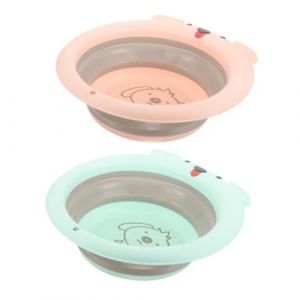 VICASKY Bassine Pliable pour Bébé Lavabo Cartoon Lavabo Pliant Portable Lavage Visage en Plastique Utilisation à Voyage Ensemble de 2 (Micanties, neuf)