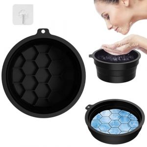 Silicone Bassine Pliable Bac à Glaçons Intégré Noir TREABEAR, Glacons Moule Bol Pliable, Glacon Visage Bassine Pliable 215mm × 100mm, Bol de Bain de Glace pour Le Visage avec Crochet (Treabear lucky shop, neuf)