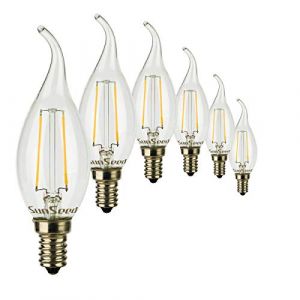 SUNSEED 6x Ampoule Filament LED Flamme E14 2W &eacute;quivalent 25W Blanc Chaud 2700K (Officine Led, neuf)