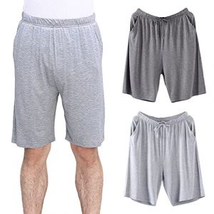 Jamron Homme Grande Taille Lot de 2 Bas de Pyjama Court Extensible Léger Short de Nuit Short Maison Intérieur avec Poches Gris Clair + Gris Foncé 5XL (No.7 Fashion House, neuf)