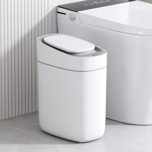 ELPHECO Poubelle automatique de salle de bain avec couvercle - 9 l - Poubelle fine en plastique - Étanche - Détecteur de mouvement - Pour chambre à coucher, salon, espace étroit (Elpheco Direct, neuf)