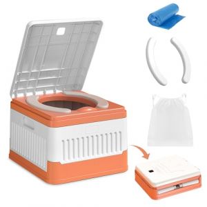 Toilette Camping, Toilette Seche Portable Mobiles Stabilité Unique + 20 Sacs et Sac de Rangement Toilettes Sèches Toilettes de Camping Camping Blackout Festivals Lotissements Pêche (Couleur Camélia) (gzhzsm-shop, neuf)