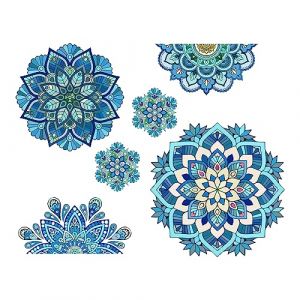 SUPERDANT Bleu Mandala Stickers Muraux Vinyle Sticker Mural Boho Mandala Motif Mandala Figure Autocollants D&eacute;coratifs T&ecirc;te de Lit D&eacute;coration Murale pour Chambre Salon Yoga (SUPERDANT EU, neuf)
