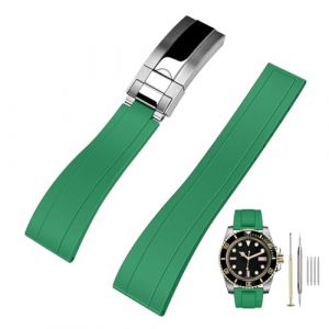 Kai Tian 20 mm, 22 mm Bracelet de montre en caoutchouc avec boucle d&eacute;ployante, bracelets de montre en silicone et fluorocaoutchouc pour Rolex Seiko, bracelets pour hommes et femmes, 22mm, Silicone (Ka Tian, neuf)
