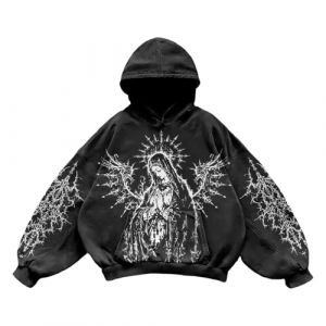 KBOPLEMQ Sweat &agrave; capuche t&ecirc;te de mort pour homme - Costume d'Halloween Y2K Harajuku - V&ecirc;tement gothique - Pull &agrave; capuche 3D - D&eacute;contract&eacute; - Manches longues - Hip Hop - Veste d'hiver gothique, S (VISNA, neuf)