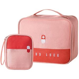 Trousse de Premiers Secours, 2 Pcs Portable Boîte Médicale Boîte, Sac de Rangement de Médicaments, Trousse de Secours Vide pour Situations Durgence à Maison Bureau Voyage (Rose) (zimohe, neuf)