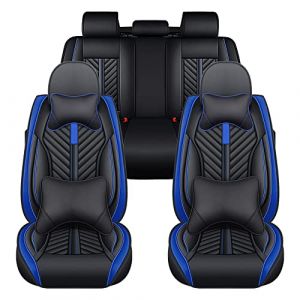 Jialuode Housses de Si&egrave;ge de Voiture, Protections de Si&egrave;ge Auto 5 si&egrave;ges, PU Cuir Housses de Si&egrave;ge Auto-Universel avec Appui-t&ecirc;te, M40 Bleu (maiduoshen123, neuf)