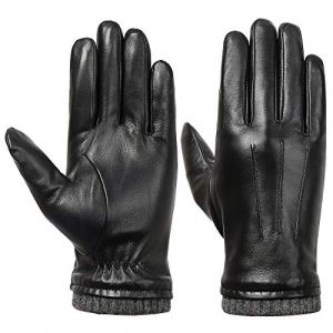 Isilila Gants de conduite en cuir de mouton italien de luxe pour homme avec doublure en polaire Noir - noir - Small (To your heart, neuf)