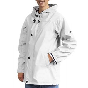 Breizh Ocean - Cir&eacute; Armor femme, manteau imperm&eacute;able mixte, doublure &agrave; rayures de style marini&egrave;re - du XS au 4XL (Blanc). (BREIZH OCEAN, neuf)