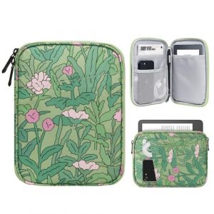TiMOVO 6-7 Pouces Housse pour Tablette, Paperwhite/Colorsoft Signature Edition, Housse Protectrice avec Pochette pour Liseuse &Eacute;lectronique/Oasis et Appareils Kobo, Fleur Verte (ZMSolution EU, neuf)