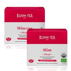 Kusmi Tea - Rituel Minceur Bio - Lot de 2 boîtes - Thé Minceur - Enrichi en Extrait de Thé Vert - Facilite la Perte de Poids - Fraise et Cerises - 2x18 Sachets de Thé (Kusmi Tea - Paris, neuf)