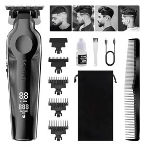 KEMEI 264 Tondeuse à cheveux professionnelle sans fil avec lame en T sans fil, tondeuse de barbier électrique, tondeuse rechargeable pour homme, tondeuse à barbe pour homme avec écran LED (noir) (TANGYE, neuf)