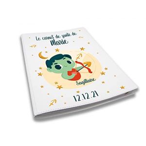 Prot&egrave;ge carnet de sant&eacute; personnalis&eacute;, id&eacute;e cadeau personnalisable b&eacute;b&eacute;, cadeau naissance original, Housse carnet de sant&eacute; Signe Sagitaire - CL0019i (MARQUAGE UNIQUE, neuf)