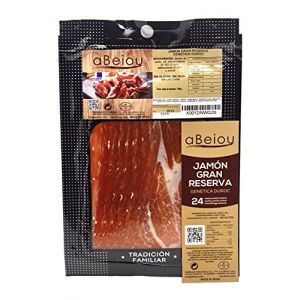 aBeiou. JAMBON TRANCH&Eacute; GRANDE R&Eacute;SERVE DUROC PREMIUM, affin&eacute; pendant plus de 25 mois (sup&eacute;rieure au jambon serrano) fabriqu&eacute; &agrave; Guijuelo Espagne. 100gr (1 enveloppe) (SICNAS, neuf)