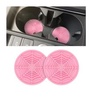 JNNJ 2 Pièces Porte-Gobelet PVC Véhicule, Voiture Universels Porte-Gobelet Tapis, Porte-Gobelets Antidérapant, Rond Porte-Gobelet Tapis De Voiture, Accessoires Décoration Intérieure Voiture(Rose) (KJHmaoyi, neuf)