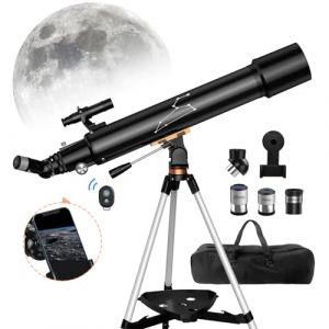 T&eacute;lescope astronomie, t&eacute;lescope pour adultes, ouverture 80 mm, ouverture 800 mm, r&eacute;fracteur t&eacute;lescope professionnel pour enfants et d&eacute;butants avec tr&eacute;pied, sac &agrave; dos, adaptateur de t&eacute;l&eacute;phone portable (Qniuco-EU, neuf)