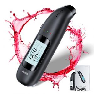 Olubfdh Ethylotest de Police avec Affichage Digital LCD Bleu, avec Batterie Rechargeable USB Ethylotest Professionnel, Embout buccal Inutile, pour Utilisation à la Maison ou Lors de soirées (changjunkeji, neuf)