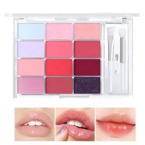 Lip Gloss Palette, 12 Colors Lip Gloss Tint, Hydrating Lip Gloss, Moisturizing Lip Gloss Palette, Lipstick Makeup for Women, Lipstick Makeup for Girls, Hydrating Lip Gloss Palette, 12-Piece Lip Gloss (PinHMG, neuf)