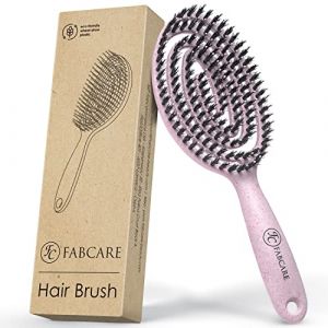FABCARE Brosse Cheveux Poil Sanglier - Accessoire D&eacute;m&ecirc;lant Innovant &agrave; Double Ressort Spirale - Produit Magique Sans Douleur pour Styling Professionnel et Douceur Quotidienne (Rose) (FABCARE, neuf)