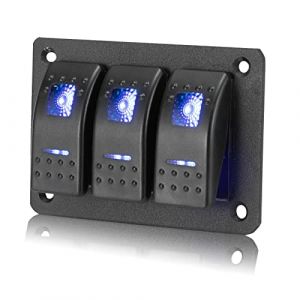 3 Gang Panneau de Commutateur à Bascule, 12V / 24V Interrupteur à Bascule Panneau avec Double LED Tableau Electrique Bateau Voiture Étanche Panneau de Commutateur pour Camion Remorque Marine Véhicules (TawTop - FR, neuf)