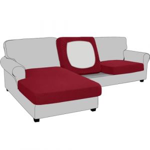 BXFUL Housse de Coussin Extensible de canapé Housse de Protection pour Meubles Housse de siège de canapé Couvre pour Canapé Protege de Meubles Antipoussière (Dossier-Coussin,Rouge) (ZIQIONG, neuf)