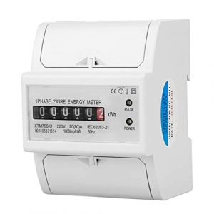 Qiilu compteur defalcateur electrique Compteur &Eacute;lectronique KWh 1Phase &Eacute;lectrique 220V Num&eacute;rique 1 Phase 2 Fils 4P Compteur &Eacute;lectrique Rail DIN Compteur &Eacute;lectronique KWh Un Compteur Monophas&eacute; &Eacute;lectri (Moonyeu, neuf)
