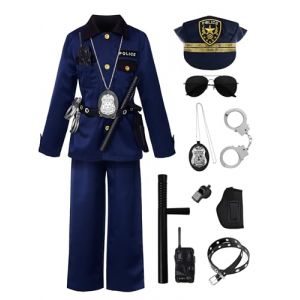 ReliBeauty Déguisement Policier Enfant Costume Police Garçon Fille avec Accessoires, 100 (Matt Viggo, neuf)
