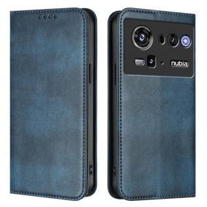 GOGME Coque pour ZTE Nubia Z80 Ultra, &Eacute;tui Portefeuille en Cuir avec Protection RFID, Housse de Protection avec Support et Fentes pour Cartes - Bleu (KERUN EU, neuf)