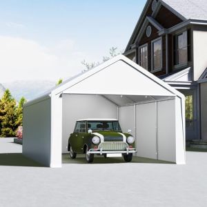 UISEBRT Garage pour tente 4 x 6 m - auvent et tente de camping en un seul - abri et tente de p&acirc;turage avec b&acirc;che en PE robuste, cadre en acier, renfort sur le toit et le sol, r&eacute;sistant aux (Danyang Home, neuf)