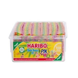 HARIBO - Pasta Basta Miami PIK - Bonbons Piquants - Fruités - Sans Colorants Artificiels & Sans Gélatine - Boîte de 150 Bonbons Piquants (Ponera, neuf)