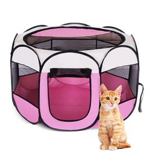 Parc pliable pour chiots et animaux de compagnie, 74 x 74 x 43 cm, portable, pour chiots, chats, chats, chiens, lapins et petits animaux (rose) (Peelanmall-FR, neuf)